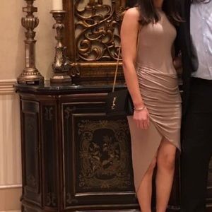 Fashion nova high low beige dress